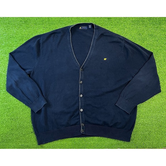 Vintage Golf Sweater 2XL Knit Golf Cardigan Golden Bear Logo Blue  Preppy - Picture 1 of 6